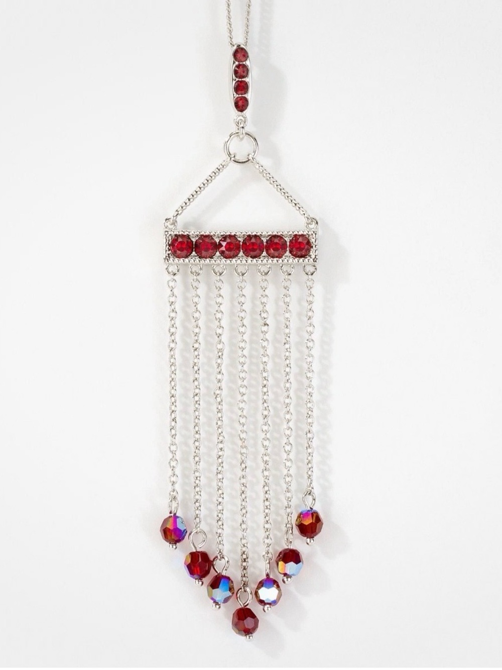 Touchstone Crystal $119 RT Value Red Siam Pendant Necklace